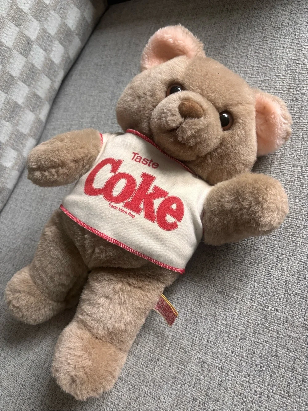 1983 Coca Cola Brown Plush Bear with Cream 'Coke' Tee and Red Logo